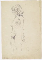 Vrouwelijke naakt naar links